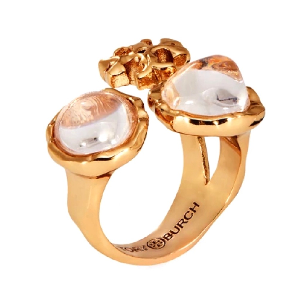 TORY BURCH • Vintage Gold Roxanne Logo Adjustable Ring